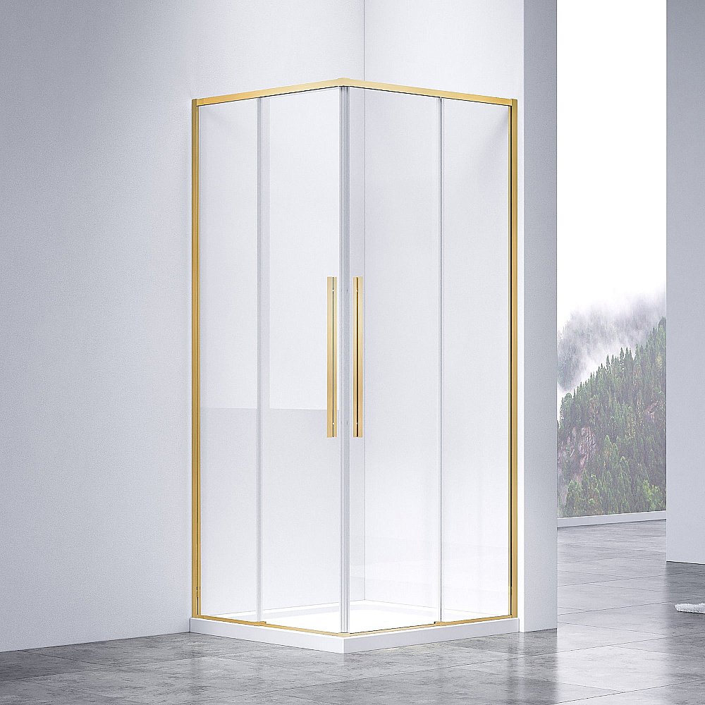 Душевой уголок Vincea Slim-N VSS-4SN9010CLG 100x90 стекло прозрачное/профиль золото брашированное купить в интернет-магазине Sanbest