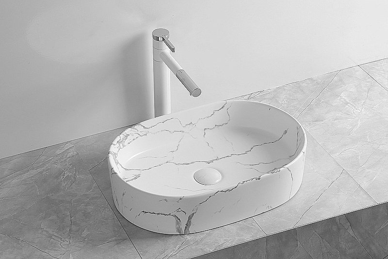 Раковина накладная CeruttiSpa 50 CR0055B MMW2 мрамор белый матовый купить в интернет-магазине Sanbest