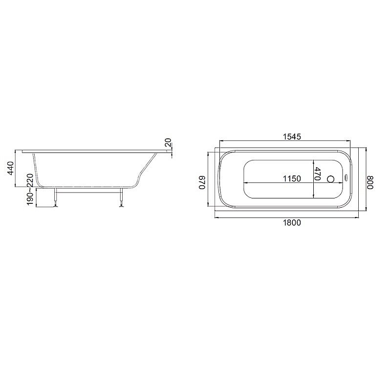 Ванна Jacob Delafon Elite E6D363RU-00 180х80 с каркасом,белая купить в интернет-магазине Sanbest