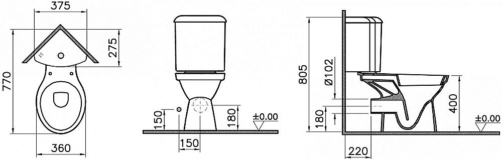 Унитаз Vitra Norm Wenkel 9854B099-7200 с бачком, с крышкой микролифт, белый купить в интернет-магазине Sanbest