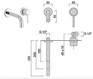 Смеситель для раковины Giulini Futuro 6520-20O золото купить в интернет-магазине сантехники Sanbest