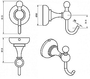 Крючок Cezares APHRODITE-HK1-02-M бронза купить в интернет-магазине сантехники Sanbest