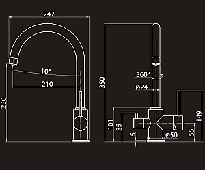 Смеситель для кухни Elghansa Kitchen Pure Water 56B5216-Steel нержавеющая сталь купить в интернет-магазине сантехники Sanbest