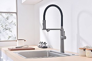 Смеситель для кухни Vincea VKF-119GM вороненая сталь купить в интернет-магазине сантехники Sanbest