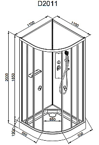Душевая кабина AvaCan EM Серия ЕМ2011Nnew 110х110 без крыши купить в интернет-магазине Sanbest