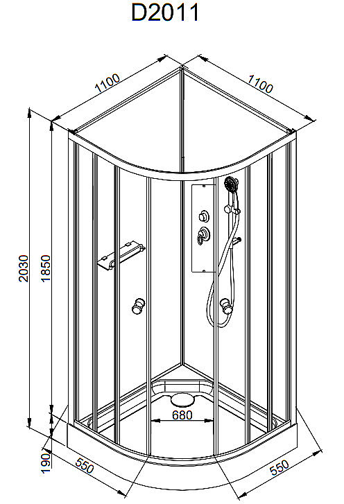 Душевая кабина AvaCan EM Серия ЕМ2011Nnew 110х110 без крыши купить в интернет-магазине Sanbest