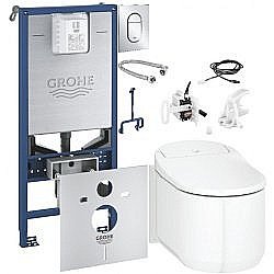 Унитаз-биде Grohe Sensia Arena 120172 безободковый, с крышкой микролифт, с инсталляцией, слив-торнадо купить в интернет-магазине Sanbest