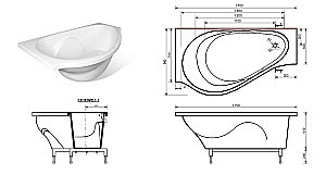 Ванна Эстет Грация 170x94 цвет по RAL c блестками купить в интернет-магазине Sanbest