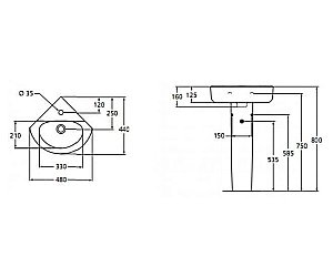 Раковина подвесная Ideal Standard Connect 48 E793101 белая купить в интернет-магазине Sanbest
