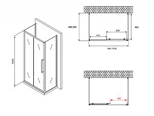 Душевой уголок ABBER Schwarzer Diamant 100х50 AG30100BH-S50B-S50B стекло прозрачное/профиль черный купить в интернет-магазине Sanbest