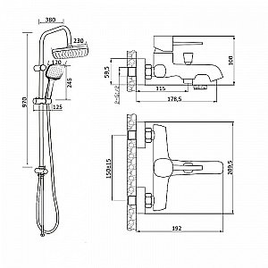 Душевая система Orange Karl M05-934b черный купить в интернет-магазине сантехники Sanbest