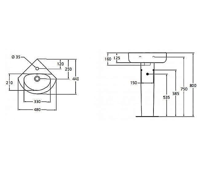 Раковина подвесная Ideal Standard Connect 48 E793101 белая купить в интернет-магазине Sanbest