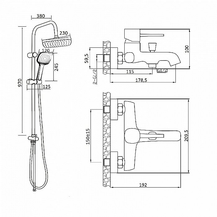 Душевая система Orange Karl M05-934b черный купить в интернет-магазине сантехники Sanbest