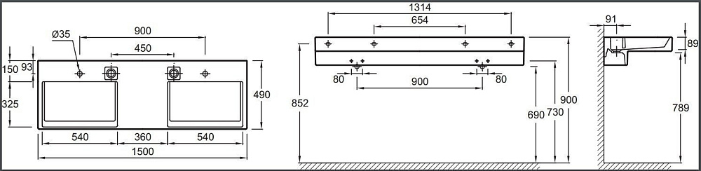 Раковина Jacob Delafon TERRACE EXA112-00 150 купить в интернет-магазине Sanbest