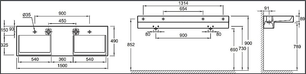 Раковина Jacob Delafon TERRACE 150 EXA112-00 белая купить в интернет-магазине Sanbest