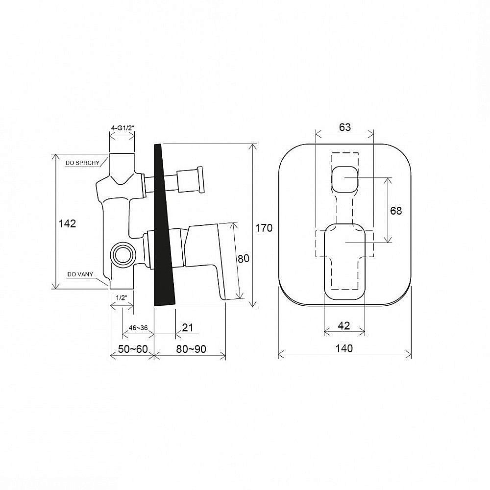 Смеситель для душа Ravak 10° Free X070134 купить в интернет-магазине сантехники Sanbest