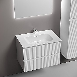 Тумба с раковиной Sancos Snob R 70 SNR70W белая матовая для ванной в интернет-магазине Sanbest