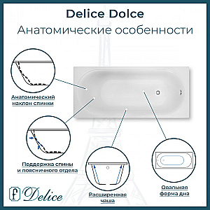 Ванна Delice Dolce DLR330059R-G 170х75 белая/ручки хром купить в интернет-магазине Sanbest