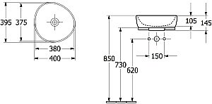 Раковина накладная Villeroy&Boch Antao 40 4A7240R7 черная матовая купить в интернет-магазине Sanbest