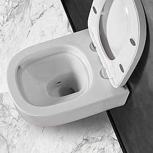 Унитаз подвесной Abber Rechteck AC1218 белый, безободковый, с крышкой микролифт, слив торнадо купить в интернет-магазине Sanbest