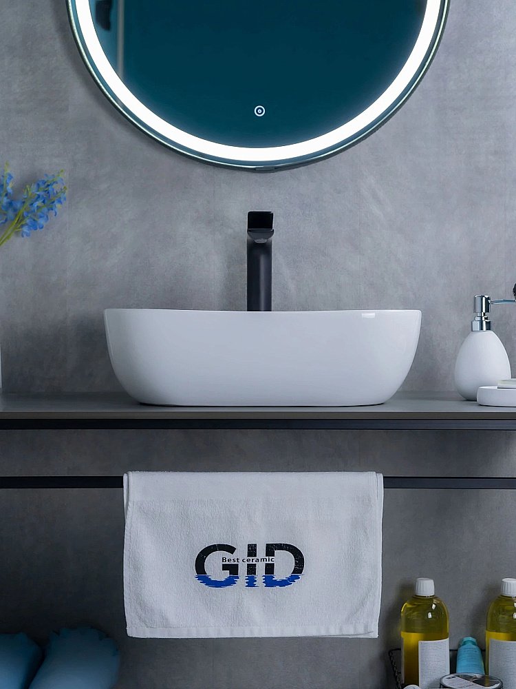 Раковина накладная Gid Geometrico 46 D1333 51183 белая купить в интернет-магазине Sanbest