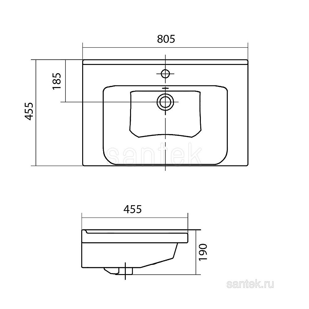 Раковина мебельная Santek Миранда 81 1.WH30.2.251 белая купить в интернет-магазине Sanbest