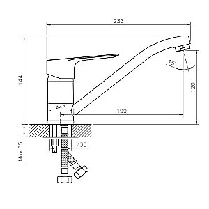 Смеситель для кухни Rossinka RS27-21 купить в интернет-магазине сантехники Sanbest