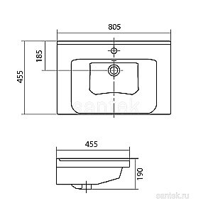 Раковина мебельная Santek Миранда 81 1.WH30.2.251 белая купить в интернет-магазине Sanbest