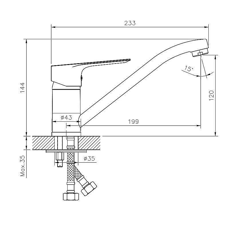 Смеситель для кухни Rossinka RS27-21 купить в интернет-магазине сантехники Sanbest