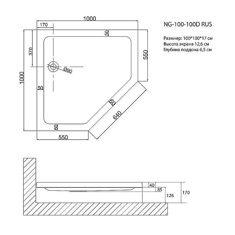 Душевой поддон Niagara Nova NG-100-100D RUS купить в интернет-магазине Sanbest
