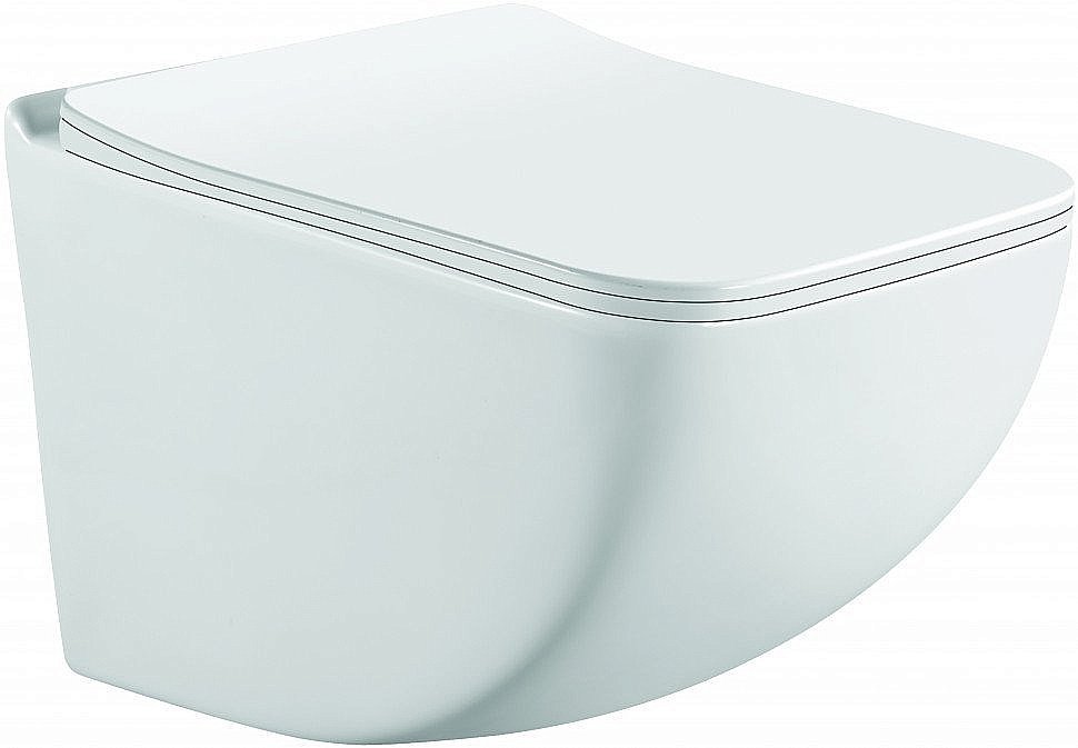 Унитаз подвесной Ceramalux K255 белый, безободковый, с крышкой микролифт купить в интернет-магазине Sanbest