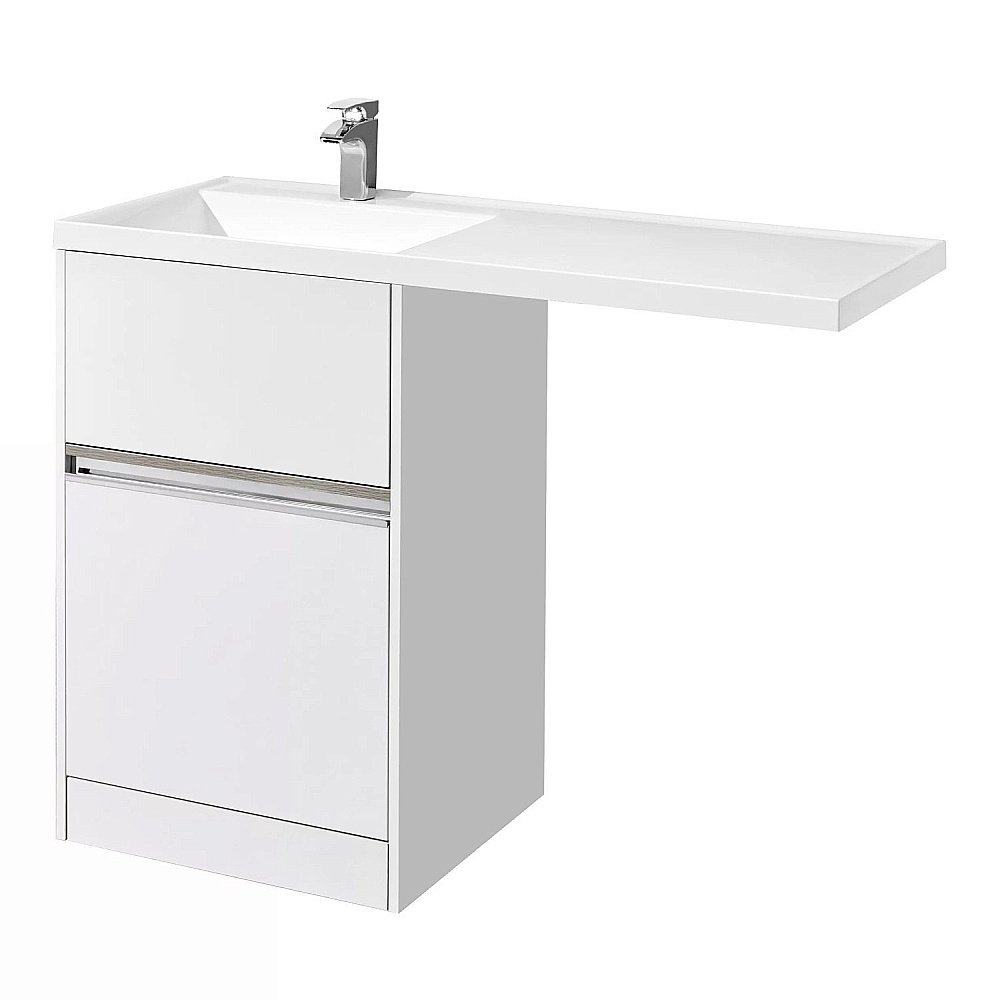 Тумба с раковиной Акватон Лондри 120 белая глянцевая для ванной в интернет-магазине Sanbest