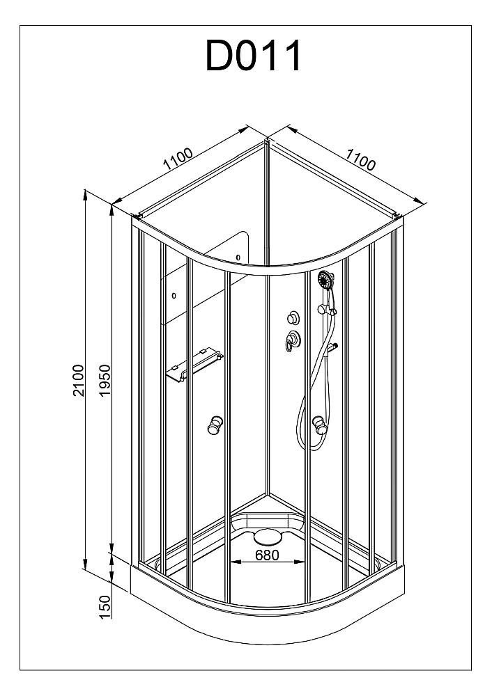 Душевая кабина AvaCan D Серия D011 110х110 купить в интернет-магазине Sanbest