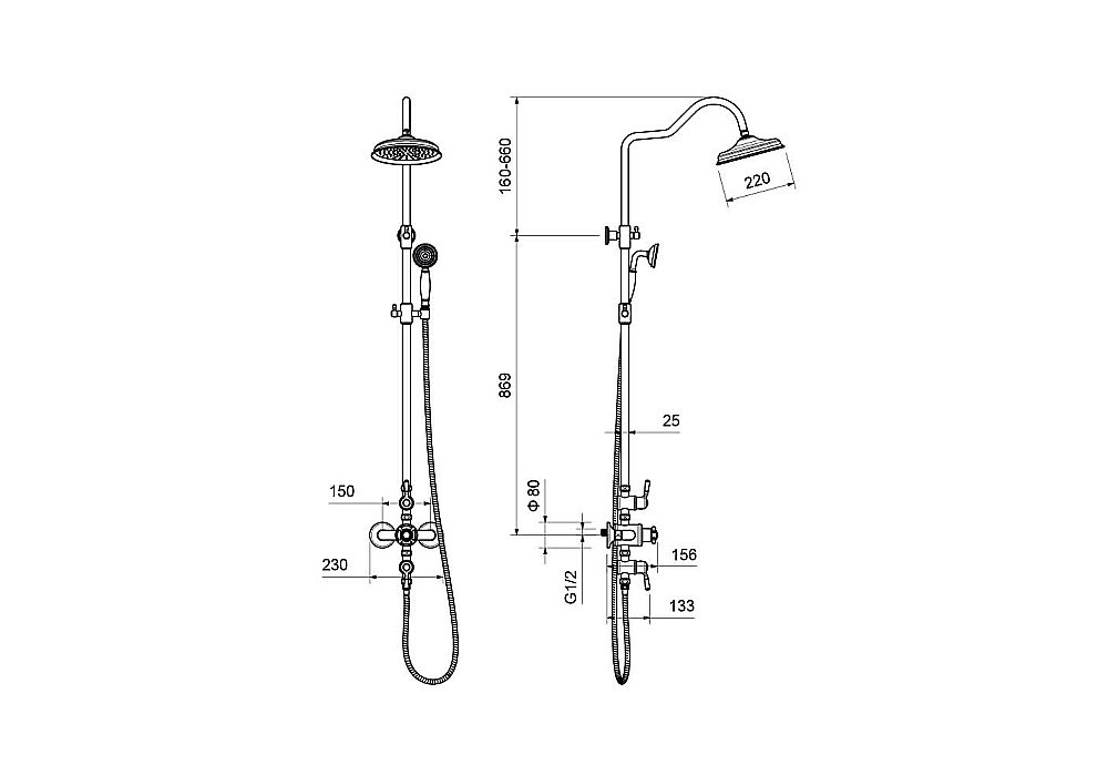 Душевая система Aquatek Классик AQ2563PG полированное золото купить в интернет-магазине сантехники Sanbest