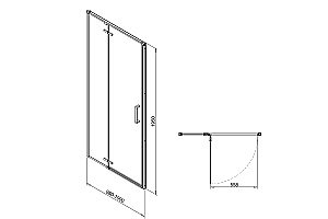 Душевая дверь Royal Bath BERN-V 120 RB 120-T-BL стекло прозрачное/профиль черный купить в интернет-магазине Sanbest