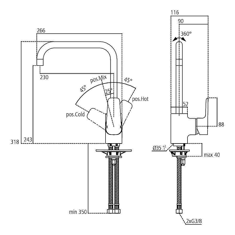 Смеситель для кухни Ideal Standard Ceraplan III B0725AA купить в интернет-магазине сантехники Sanbest
