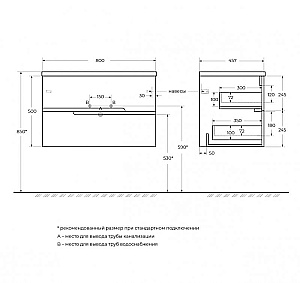 Тумба с раковиной Cezares DUET-N-800-2C-SO-APR-P+CZR-8095-80 Голубая жемчужная для ванной в интернет-магазине Sanbest