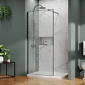 Душевое ограждение Azario Walk-in 100 AZ-275-100-MB-CBR стекло с рисунком битое стекло/профиль черный матовый купить в интернет-магазине Sanbest