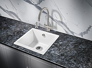Мойка кухонная Milacio Leon 45 Cuarzo MC.77092 белая купить в интернет-магазине сантехники Sanbest