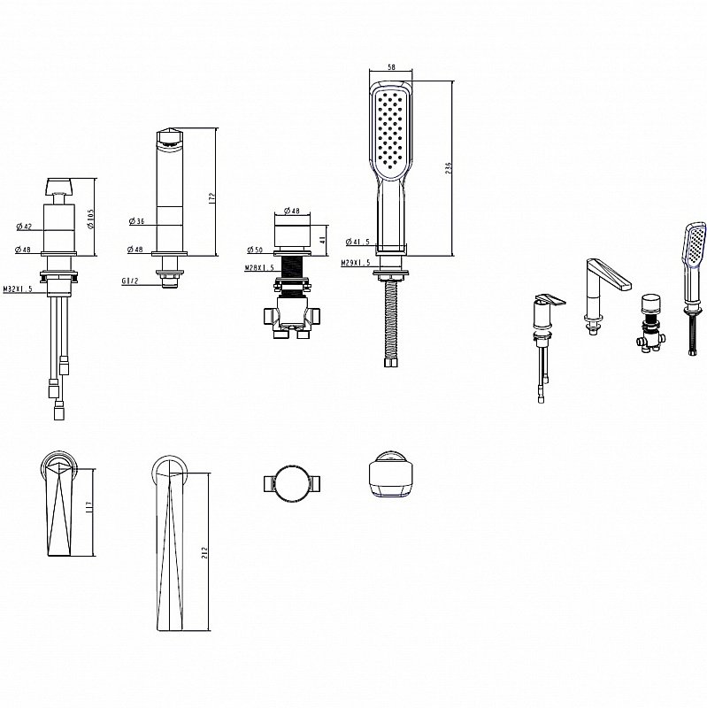 Смеситель для ванны Boheme Venturo 370-W белый/хром купить в интернет-магазине сантехники Sanbest