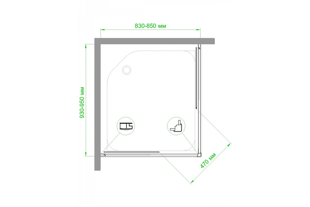 Душевой уголок Royal Bath RB9585HPD-T-BL 85х95 прозрачный купить в интернет-магазине Sanbest