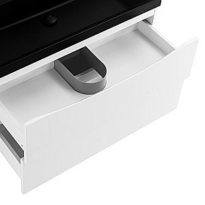 Тумба с раковиной Belbagno MARINO 90 белая глянцевая/черная раковина для ванной в интернет-магазине Sanbest