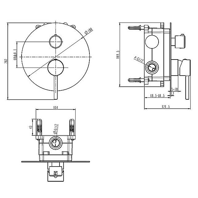 Смеситель для душа Caprigo DON 53-552-brg золото матовое купить в интернет-магазине сантехники Sanbest