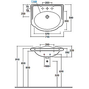Раковина подвесная Globo Paestum 71 PA006.BI*3 белая купить в интернет-магазине Sanbest