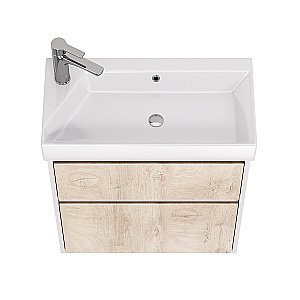 Тумба с  раковиной подвесная/напольная Dreja SLIM 65 белый глянец/дуб кантри для ванной в интернет-магазине Sanbest