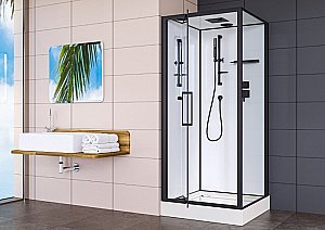 Душевая кабина Esbano EST-RASPA-90 90х90 стекло прозрачное/профиль черный купить в интернет-магазине Sanbest