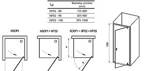 Душевой уголок Ravak Nexty NDOP1+NPSS+NPSS 80x90 стекло прозрачное/профиль сатин купить в интернет-магазине Sanbest