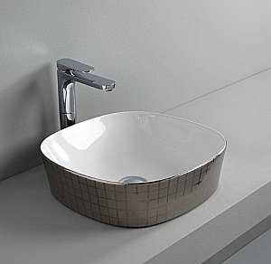 Раковина накладная Artceram Ghost 42 GHL001 01 58 mosaico platino*0 платина купить в интернет-магазине Sanbest