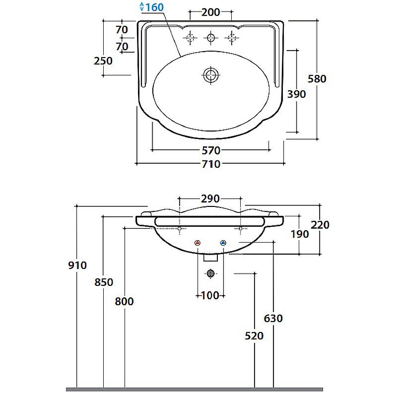 Раковина подвесная Globo Paestum 71 PA006.BI*3 белая купить в интернет-магазине Sanbest