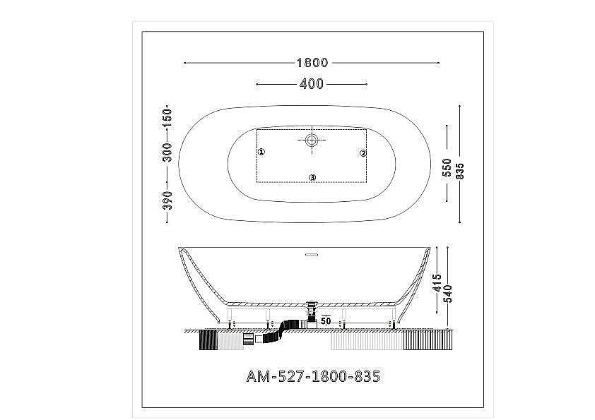 Акриловая ванна Art&Max AM-527-1800-835 купить в интернет-магазине Sanbest